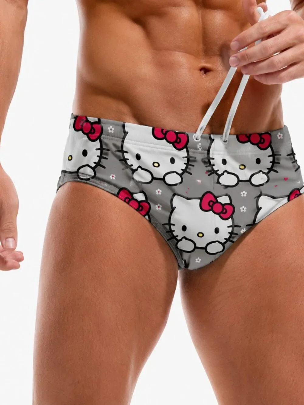 Sanrio Hello Kitty Men’s Swimsuit Brief Cartoon Print Beach Pool Wear XXL NEW